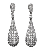 Tres Luxe Silver and CZ Double Teardrop Earrings