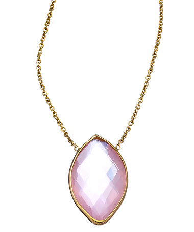 Tresor Gold and Rose Quartz Fin Necklace