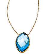 Tresor Gold and Swiss Blue Topaz Fin Necklace