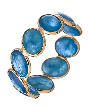 Tresor Gold and Aquamarine Cabochon Mosaico Ring