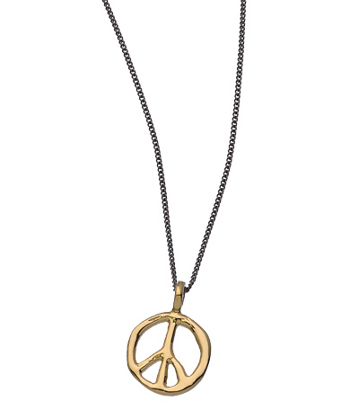 Twig Gold Peace Sign Necklace