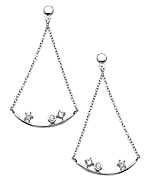 Uno6eight Silver Arc and CZ Charms Chandelier Earrings