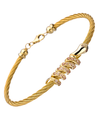 Uno6eight Gold Twisted Wire and CZ Snake Bracelet
