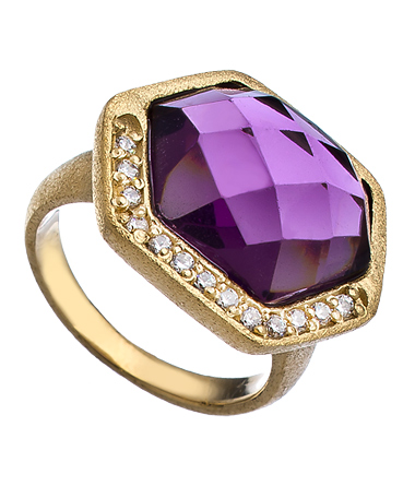 Urban Posh Royal Purple Quartz Septagon CZ Ring