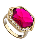 Urban Posh Ruby Fuchsia Quartz Septagon CZ Ring