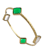 Urban Posh Green Onyx Jade Stardust Four Stone Bangle