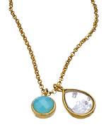Urban Posh Aqua Jade CZ Stardust Charm Necklace