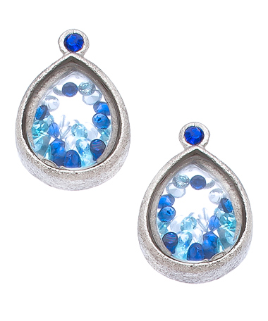 Urban Posh Blue Ombre CZ Stardust Shaker Stud Earrings