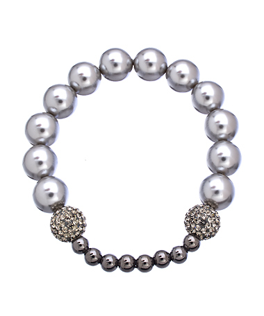 Very Me Silver Pearl Gunmetal Bead Bracelet