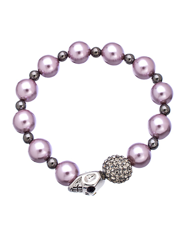 Very Me Lilac Pearl Silver Skull Bracelet