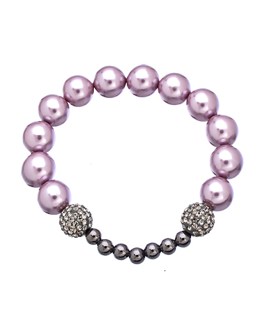 Very Me Lilac Pearl Gunmetal Bead Bracelet