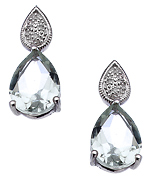 Viducci Green Amethyst Diamond Teardrop Earrings