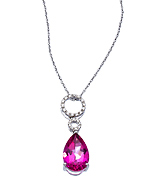 Viducci Pink Topaz Diamond Teardrop Pendant Necklace