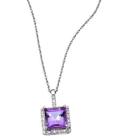 Viducci Amethyst Diamond Pendant Necklace