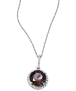 Viducci Smokey Quartz Diamond Pendant Necklace