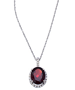 Viducci Garnet Diamond Pendant Necklace