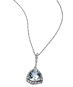 Viducci Green Amethyst Diamond Triangle Pendant Necklace