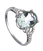 Viducci Oval Green Amethyst Diamond Ring