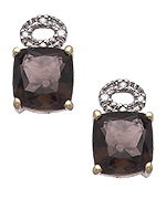 Viducci Gold Smoky Topaz and Pave Diamond Earrings