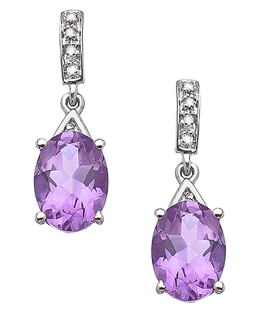 Viducci White Gold Amethyst and Pave Diamond Earrings