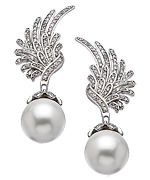 Vivian Jacob Silver and CZ Wing and Pearl Drop Earrings
