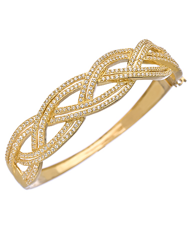 Vivian Jacob Braided Gold and CZ Bangle Bracelet