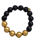 Wendy Mink Black Onyx Metal Bead Bracelet