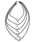 Wendy Mink Crystal Layered Gunmetal Necklace