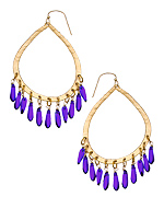 Wendy Mink Purple Czech Glass Dagger Teardrop Earrings