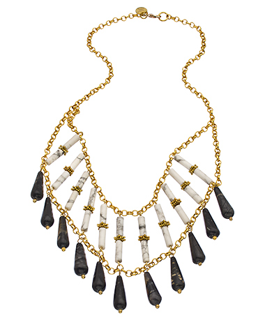 Wendy Mink White Tube Onyx Teardrop Necklace