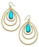 Wendy Mink Teal Teardrop Triple Loop Earrings