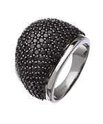 Yobrevol Silver and Black Spinel High Dome Ring