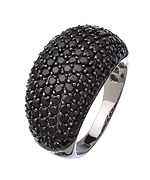 Yobrevol Silver and Black Spinel Dome Ring