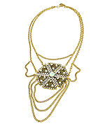 Yochi Layered Necklace with Ornament and White Opal Crystals