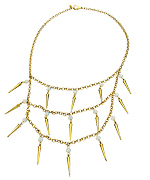 Yochi Layered Spike and Stone Bib Necklace