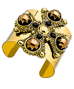 Yochi Gold Cross Ornament Cuff Bracelet