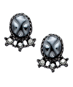 Yochi Silver Pyrite and Textured Stone Earrings