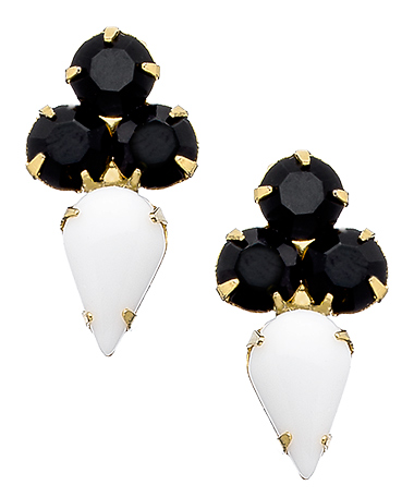 Yochi Gold Black and White Eye Earrings