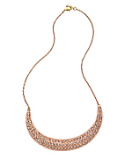 Yochi Rose Gold and Peach Rhinestone Crescent Moon Necklace