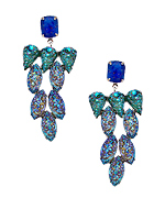 Yochi Silver and Blue Stone Cluster Earrings