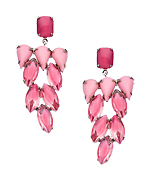 Yochi Silver and Pink Stone Cluster Earrings