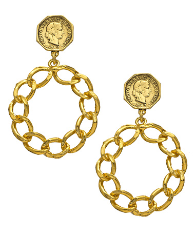 Yochi Coin Link Hoop Earrings