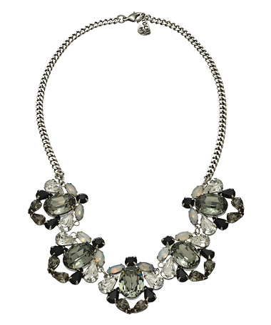 Yochi Black & White Crystal Bib Necklace