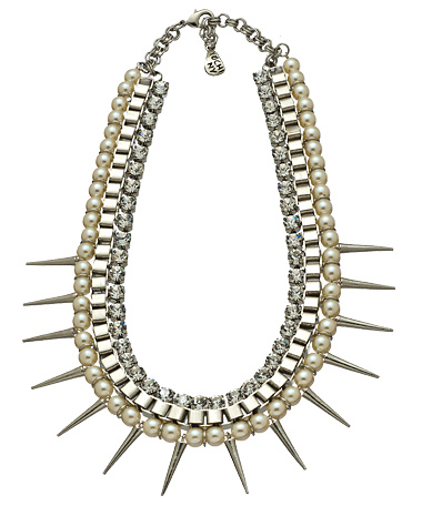 Yochi Crystal Silver Spike Necklace