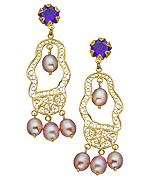 Yvone Christa Pearl Filigree Four Pearl Drop Earrings