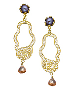 Yvone Christa Pearl Filigree Long Cut Out Earrings