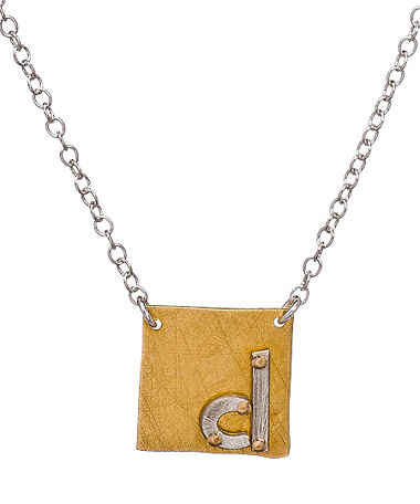 Zina Kao Exclusives Gold Tone Small Square Initial Pendant