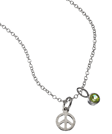 Zina Kao Small Silver Birthstone Peace Necklace