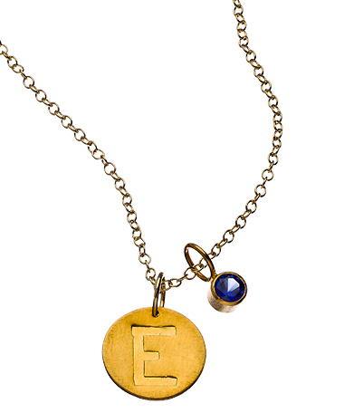 Zina Kao Gold Embossed Disc Birthstone Necklace
