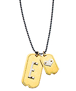 Zina Kao Dog Tag Inital Heart Charm Necklace